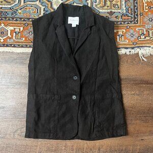 Velvet Graham & Spencer Heavy Linen Button Vest Sleeveless Blazer Black S